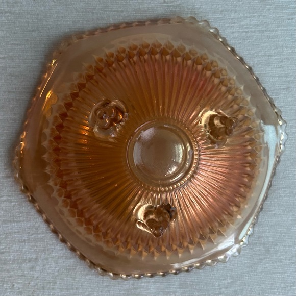 JEANETTE  MARIGOLD carnival glass footed candy dish - Picture 4 of 5